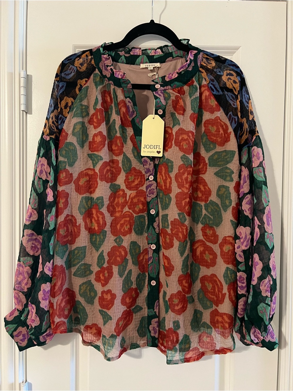 JODIFL Floral Button-Front Blouse